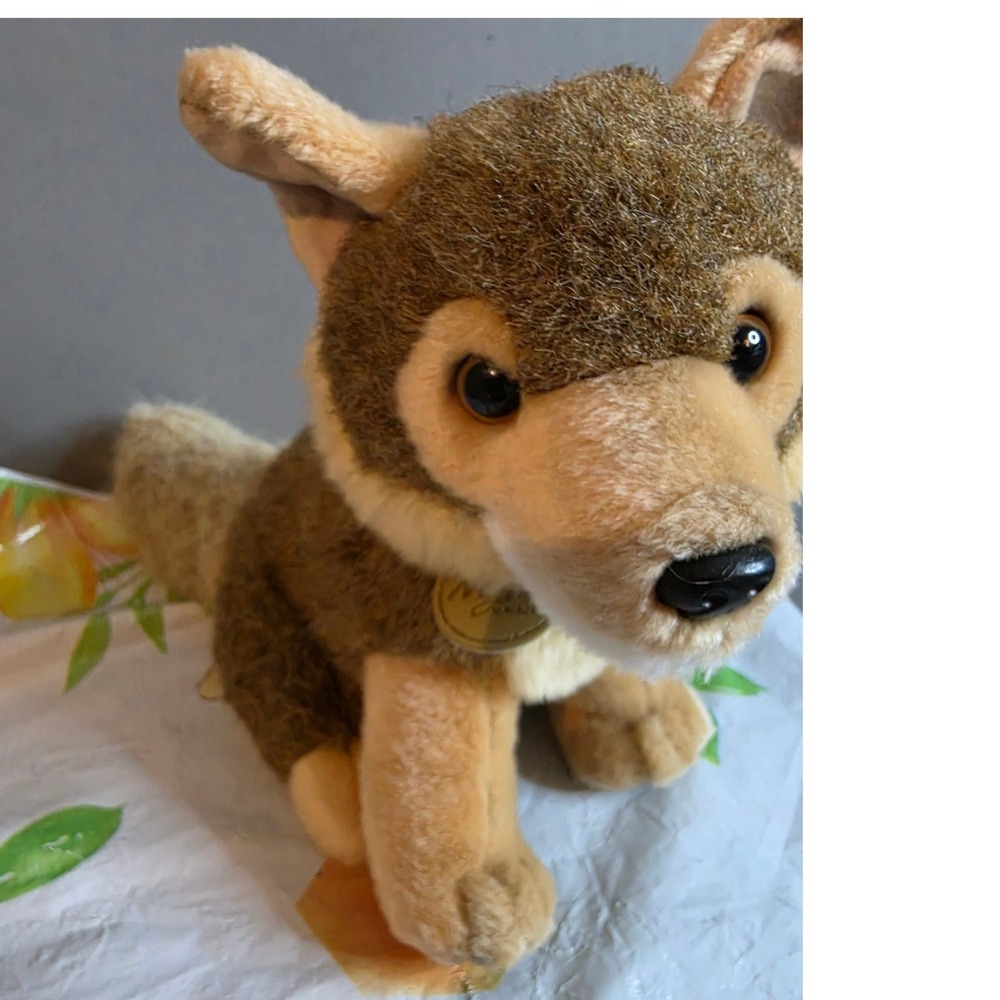 Miyoni by Aurora Wolf Pup Plush Stuffed Animal Realistic Brown Tan 10 Inch